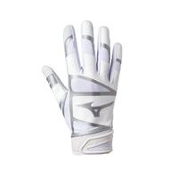 MIZUNO  F-257 BATTING GLOVES – WHITE/SILVER